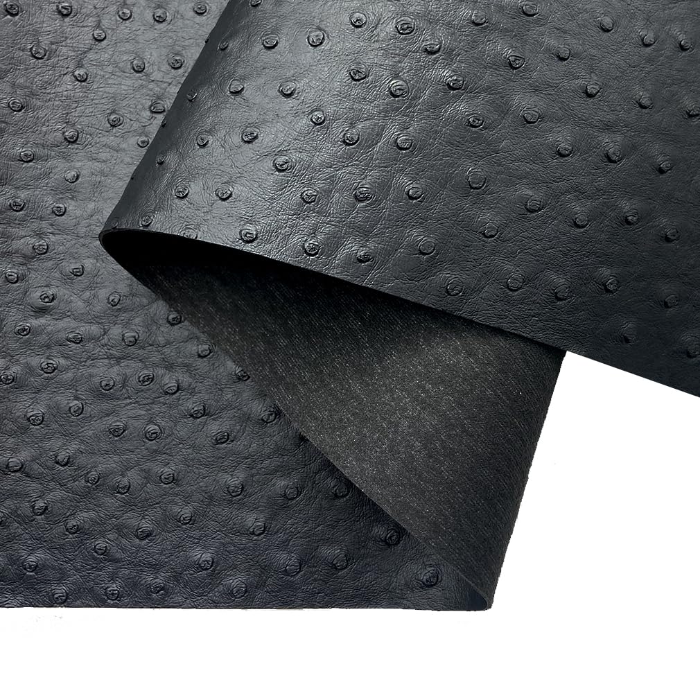 12x54 Inch Ostrich Faux Leather for Upholstery Decoration, Embossed Textured Synthetic Fabric for DIY Bows Wallet