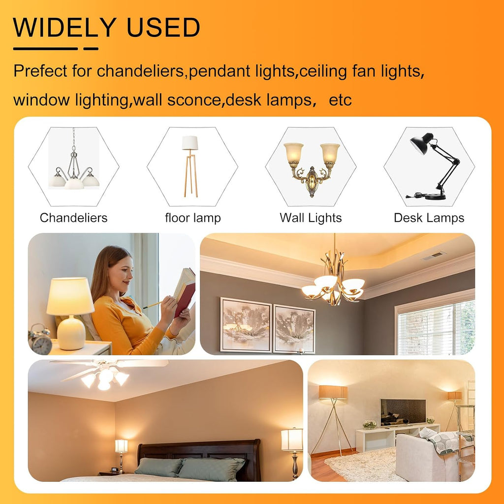 E12 LED Bulb 12W, 100W 120W 150W Halogen Equivalent 2700K Soft White, 4 Pcs