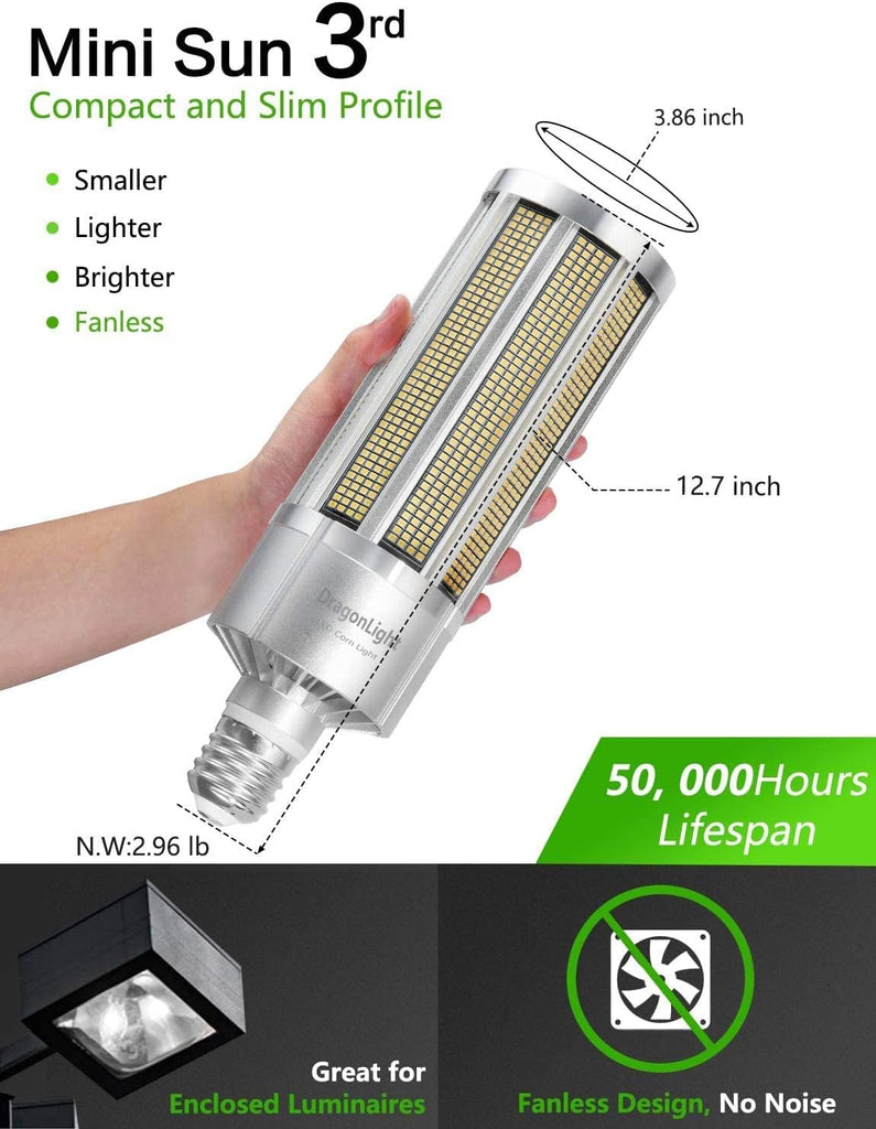 240W Studio Grade Corn LED Light Bulb Fanless (1200 Watt Metal Halide/HID/HPS Replacement) E39 Large Mogul Base LED