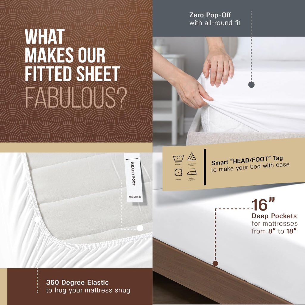Egyptian Cotton Sheets - Everyday Bedding Cotton Sheet Set (4 PC, White), Soft & Durable, Cooling