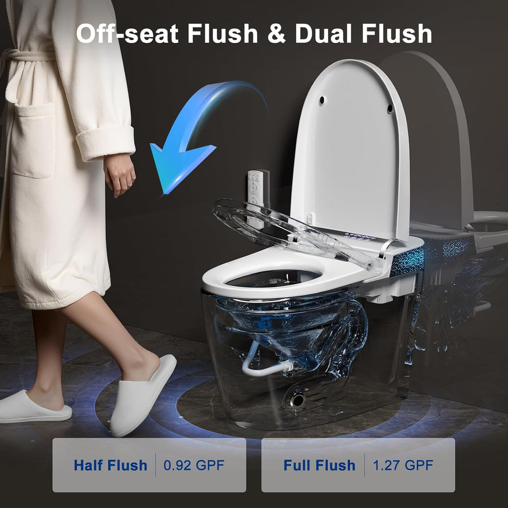 Smart Toilet with Bidet Built In, Modern Tankless Bidet Toilet with Auto Open/Close, Self-cleaning