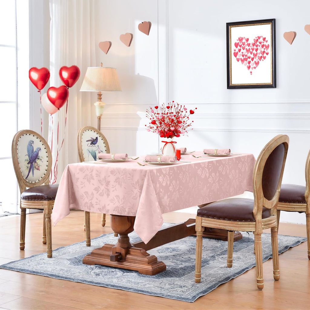 Jacquard Rectangle Tablecloth 60 x 102 Inch, Pink