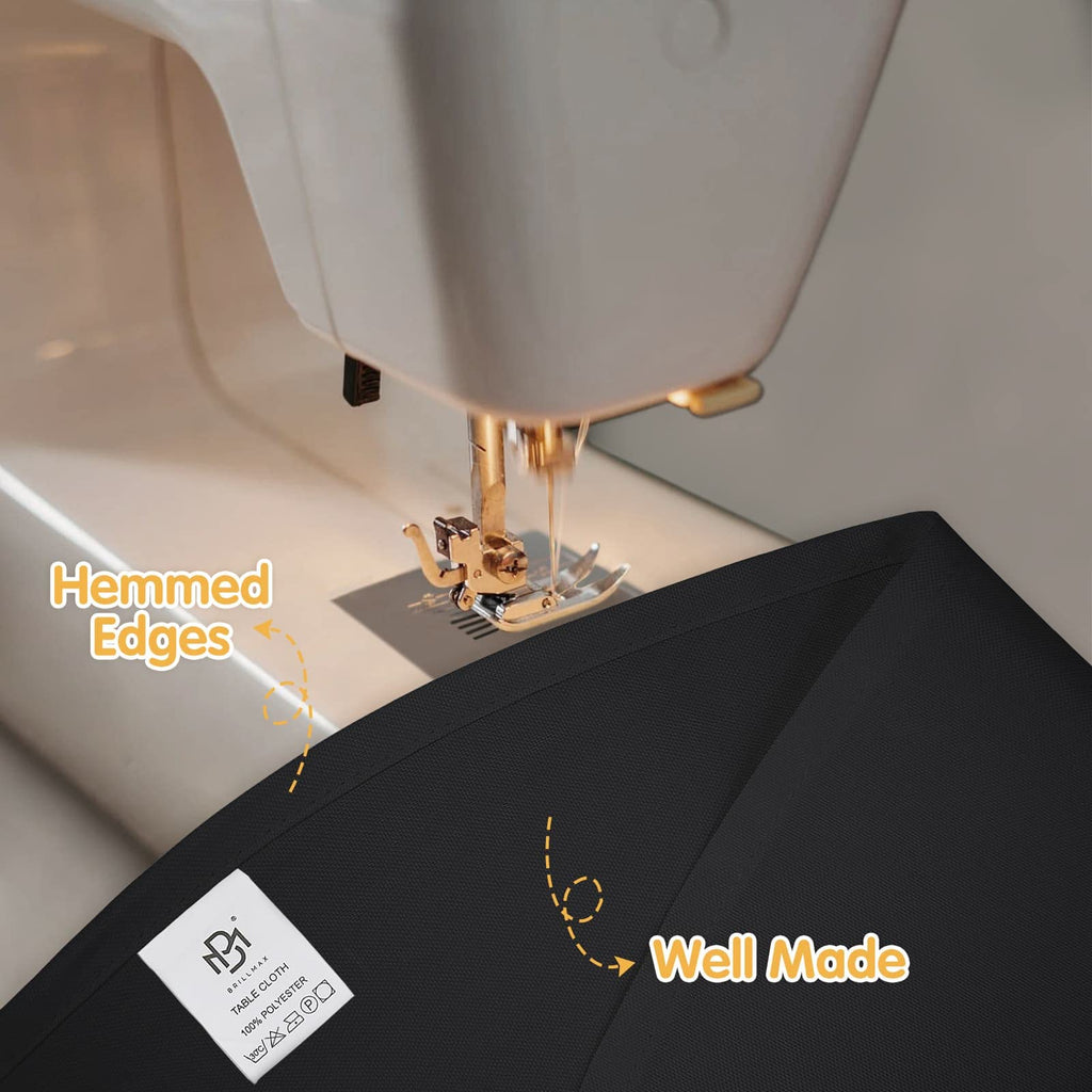 6 Pack Black Round Tablecloths 120 Inch for 60" Tables
