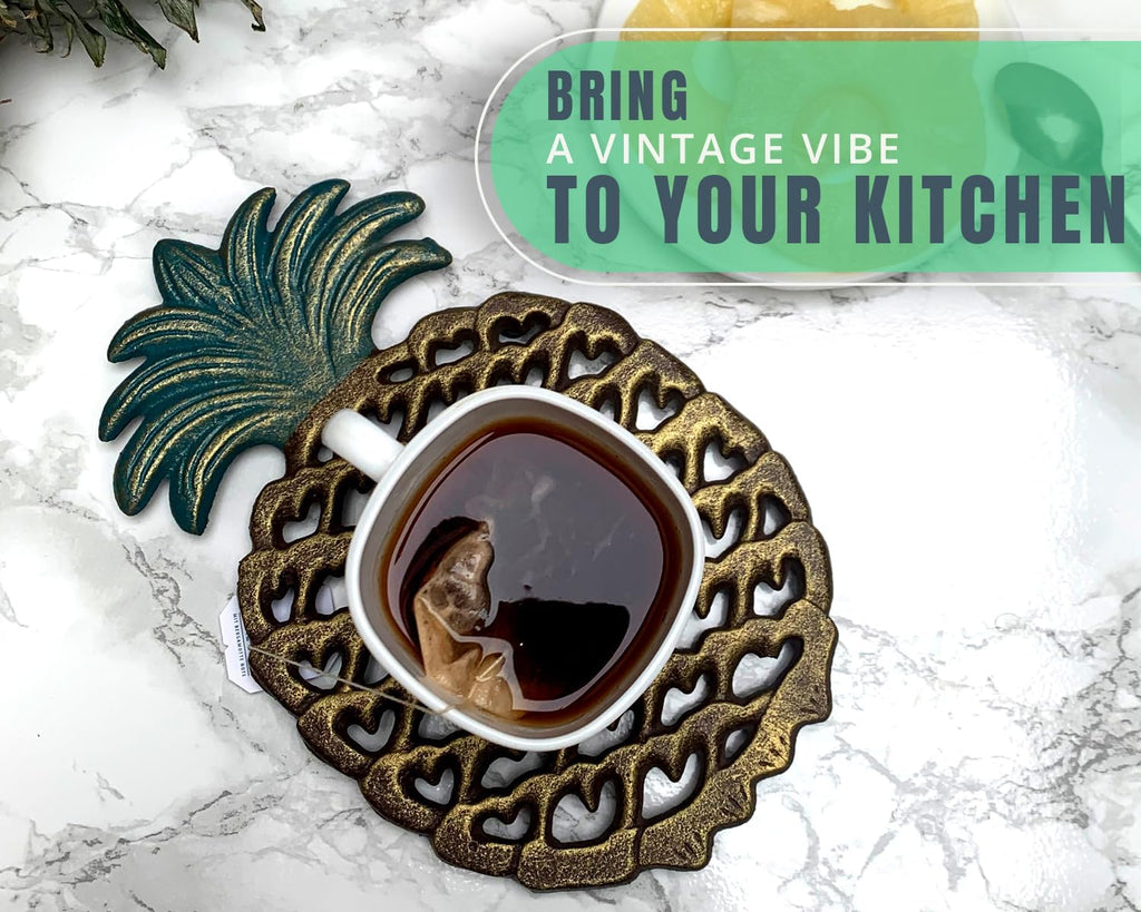 Cast Iron Pineapple Trivet - 5.9"×9" - Rubber Pegs Included