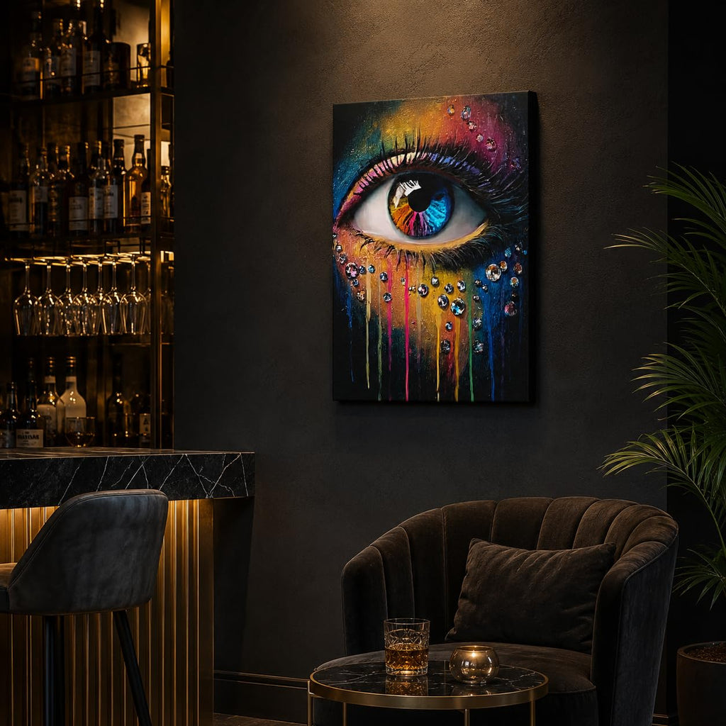 Abstract Eye Canvas Wall Art Framed Colorful Glam Beauty Decor 16x24 Inch