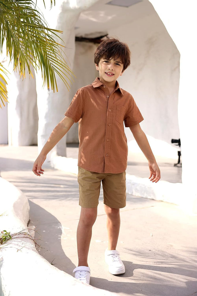 Boys Long Sleeve Dress Shirts Classic Collared Button Down Shirt