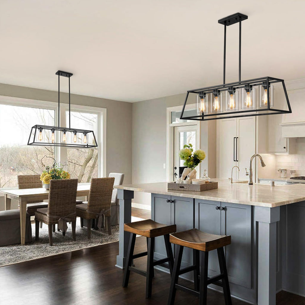 Rectangle Chandeliers Light fixtures Over Table