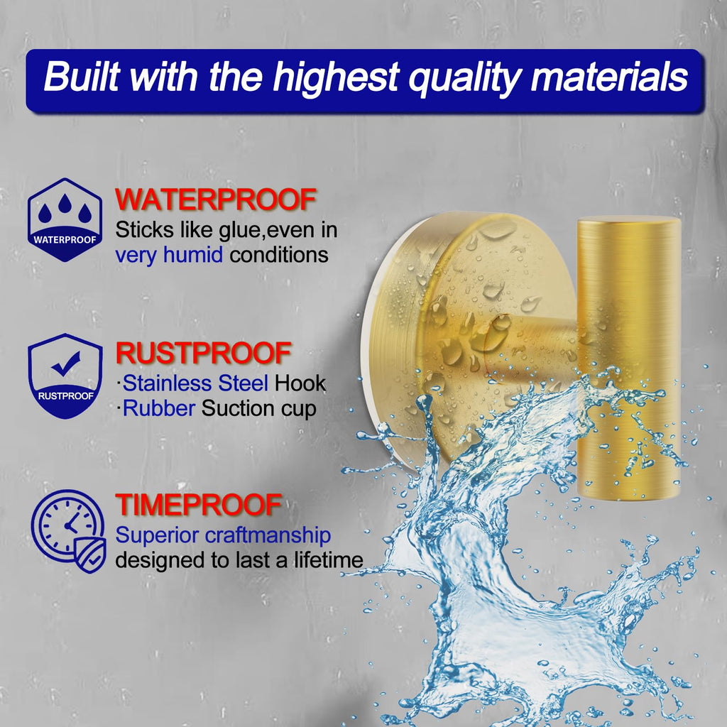 Suction Cup Hooks, Shower Hooks for Inside Shower - Removable Towel Hooks Window Glass Mirror Tile, Bath Robe Looafh