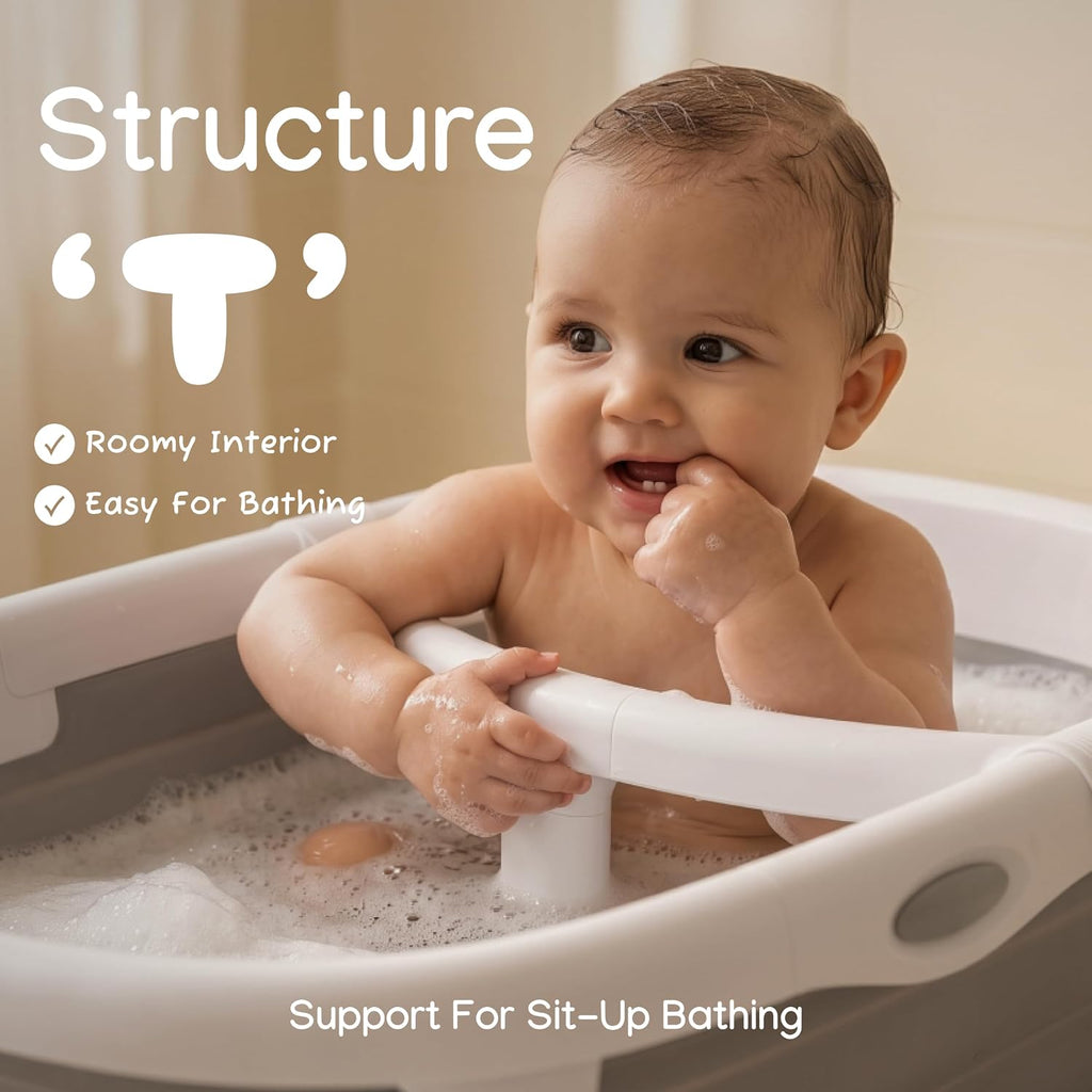 In-1 Collapsible Baby Bathtub for Newborn & Toddler 0 (Grey)