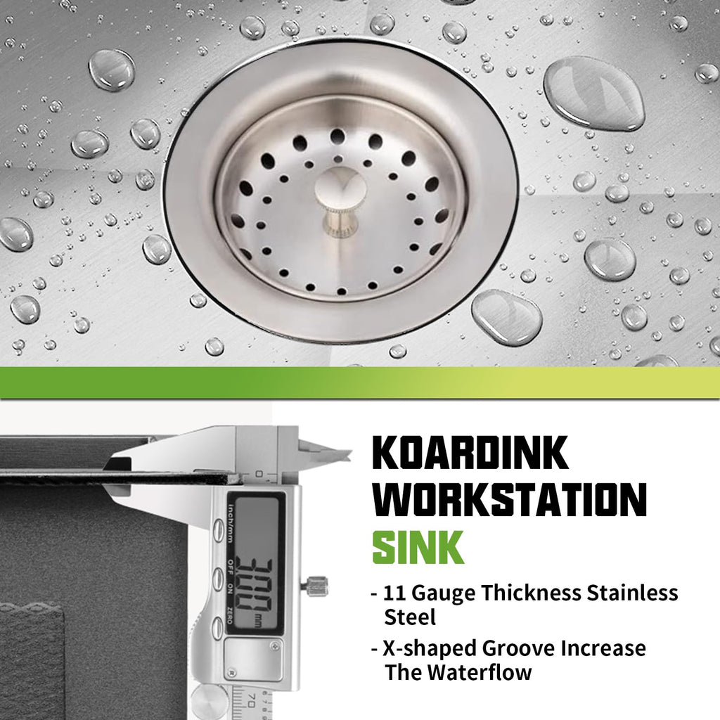 30x18In Drop- Sink Workstation, Stainless Steel, Single Bowl