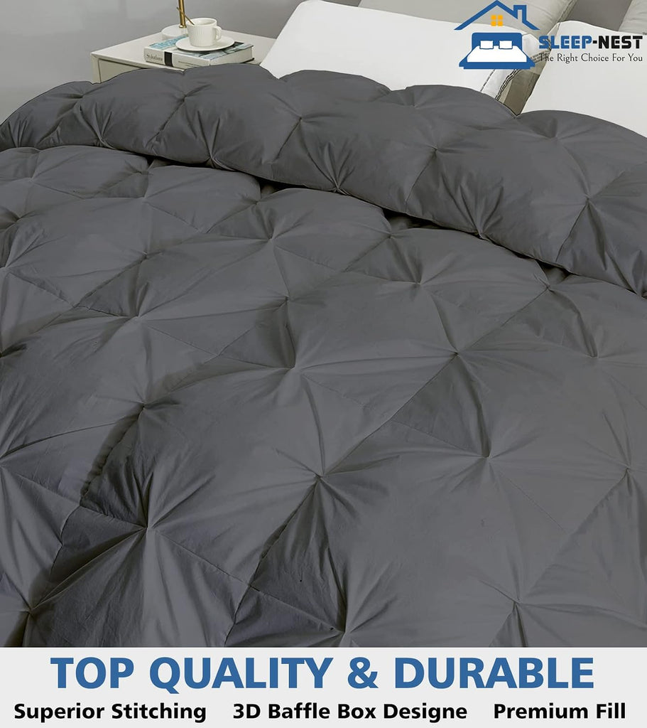 Oversized Queen Comforter 98 x 98 - Hotel Luxury 1 Piece Down Alternative Pinch Pleat Comforter with 8 Corner Tabs