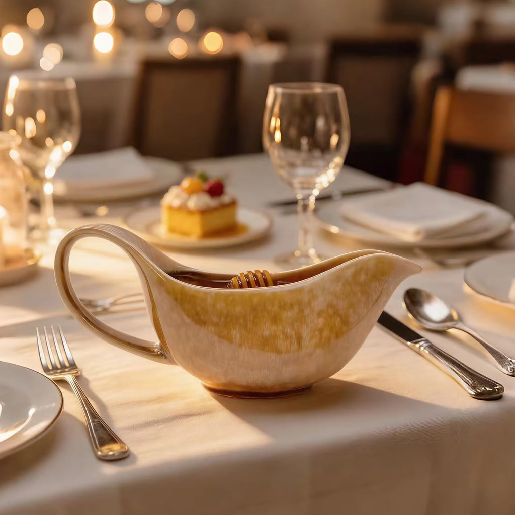Gravy boat with drip-proof spout. 24-ounce large-capacity ceramic pitcher