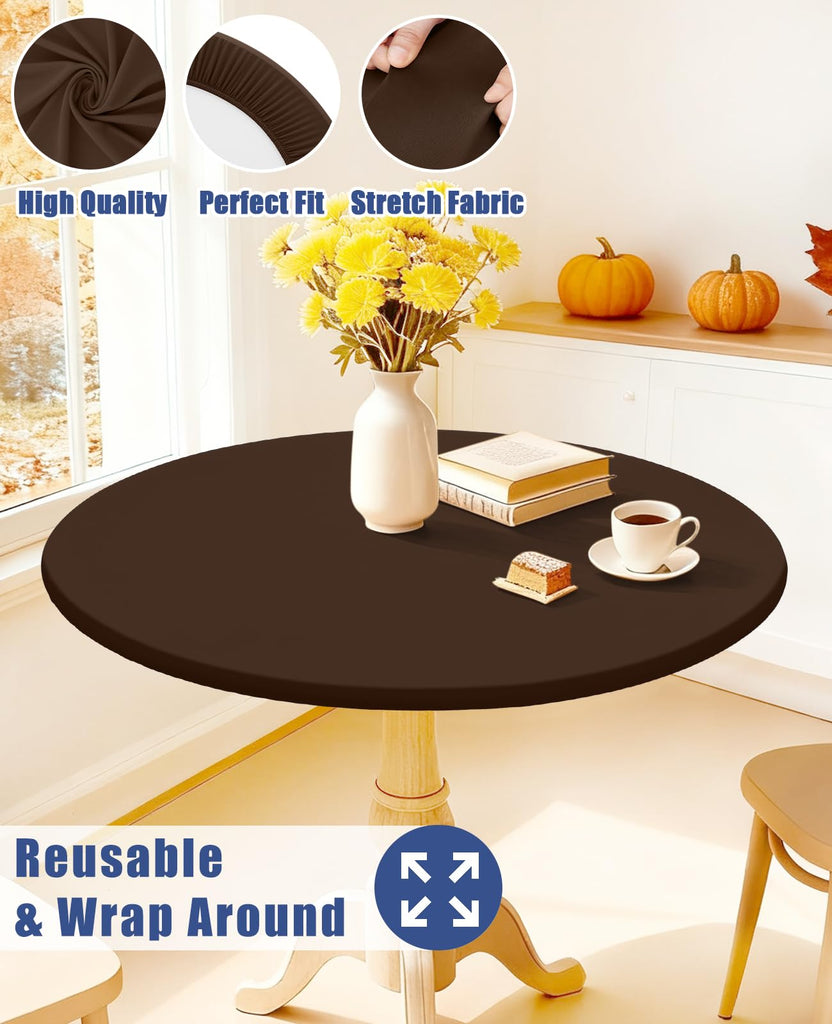 Spandex Round Tablecloth, Fitted Table Cloth for 42"-50" Tables