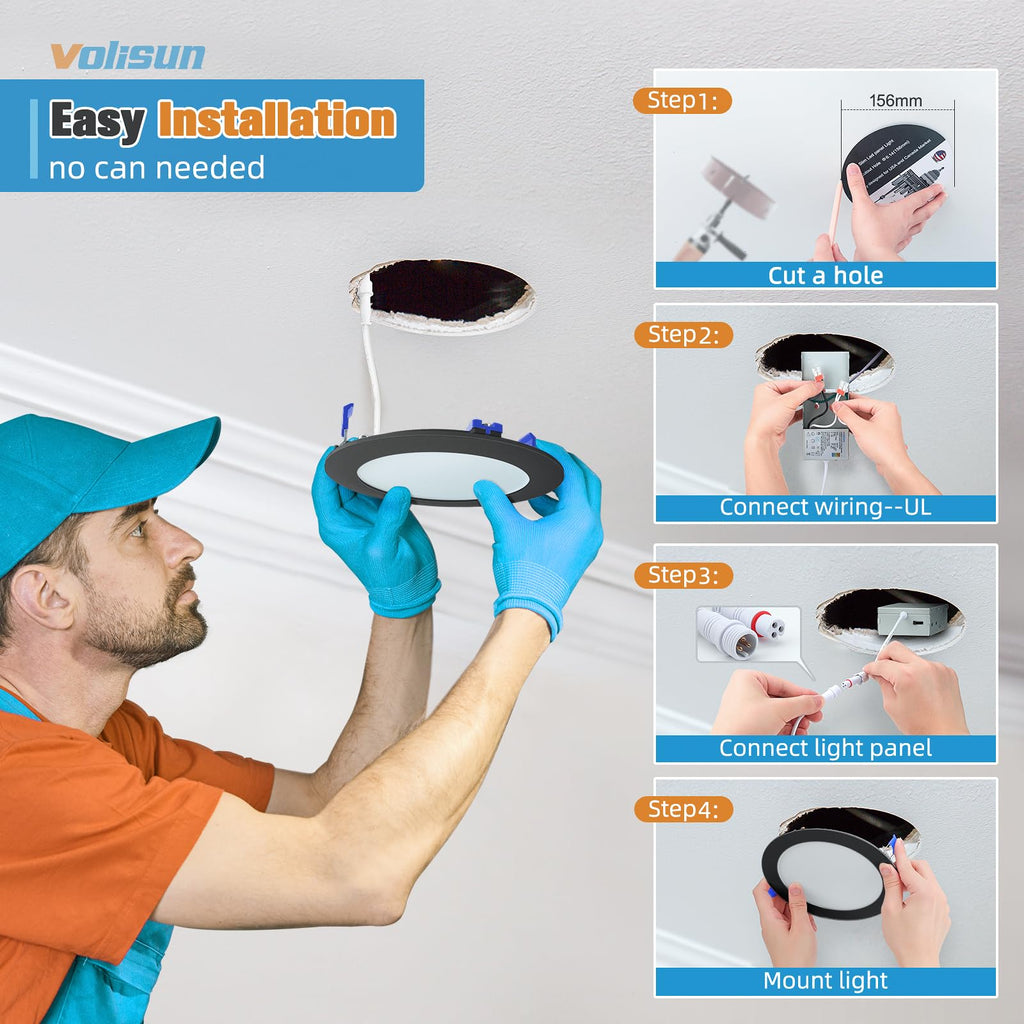 12 Pack 6 inch Recessed Lighting, 5CCT, 3W Eqv 120W