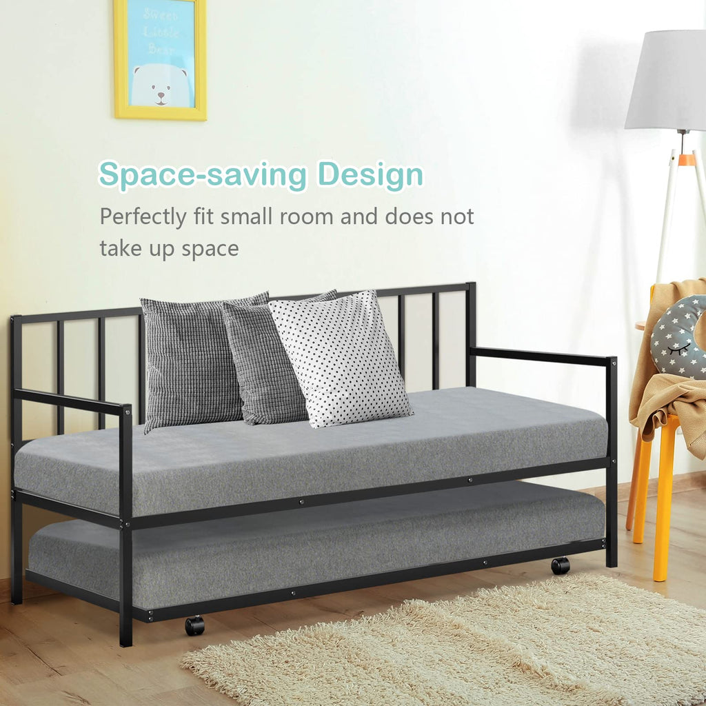 Twin Size Daybed, Metal Frame Daybed and Roll Out Trundle