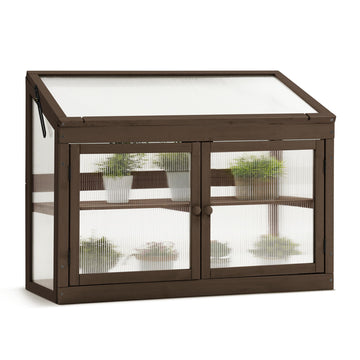 Wooden Cold Frame Garden Greenhouse Flower Planter 0160 (Brown)