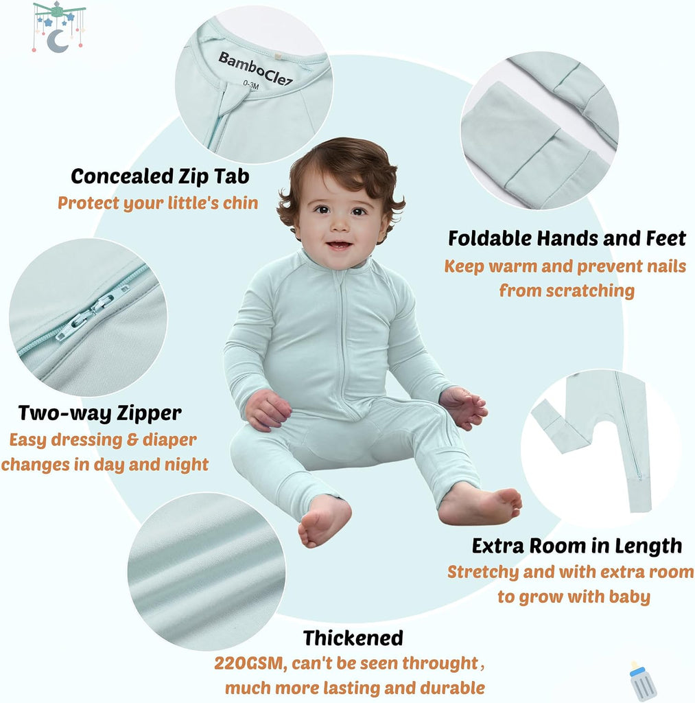 Ultra-Soft Convertible Baby Pajamas, Viscose from Bamboo, Sleepers for Boys & Girls to, Zipper