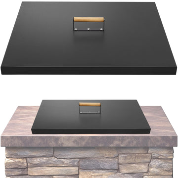 Fire Pit Lid Square 28", Heat Resistant Metal Firepit Cover