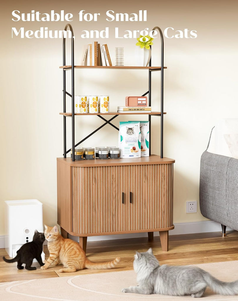 Cat Litter Box Enclosure Furniture, Hidden Litter Box Furniture Fit Most of Litter Boxes, Cat Washroom Cabinet and Pet