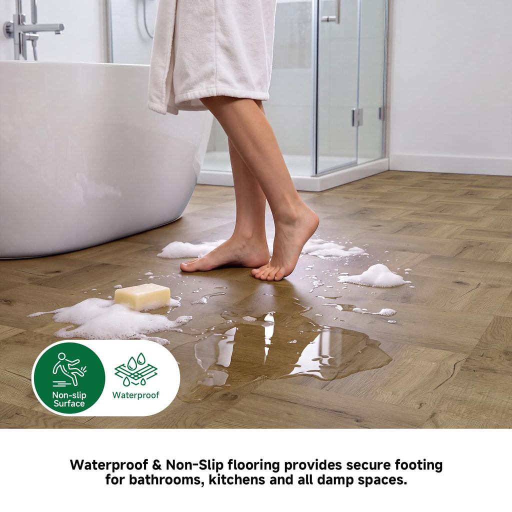 Peel and Stick Floor Tile, 30 Sq.Ft, Strong Adhesion