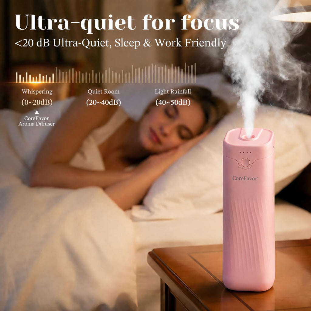 Waterless Essential Oil Diffuser with 3x120ml Oil (Pink)