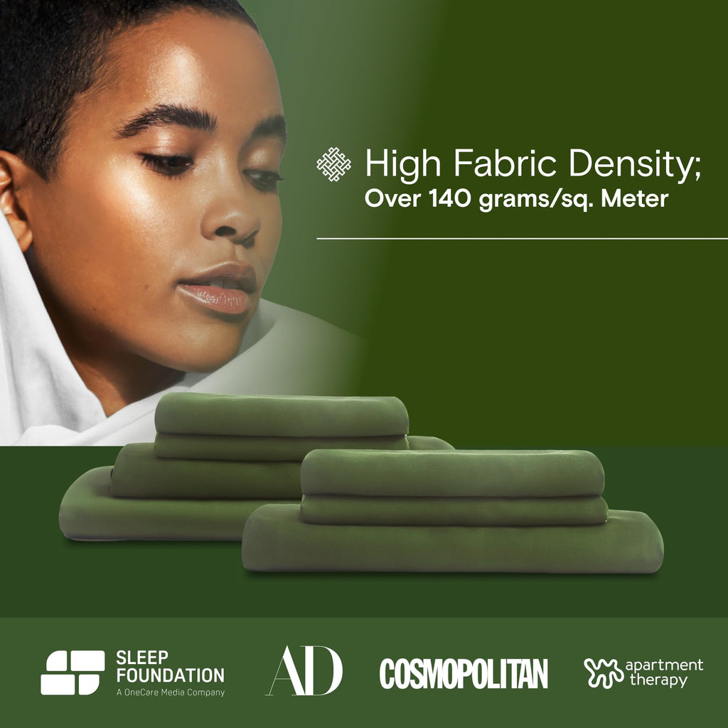 DOZ Sheet Set, 100% Viscose derived from Bamboo, Organically Grown, Buttery Soft, Cooling Sheets, High GSM, Deep