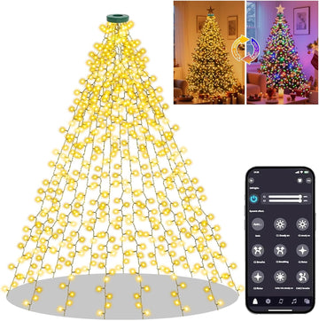 Smart Christmas Tree Lights, APP Control 6.56Ft 16 Lines String 400 LED Decorations Lights with Ring, DIY scenarios