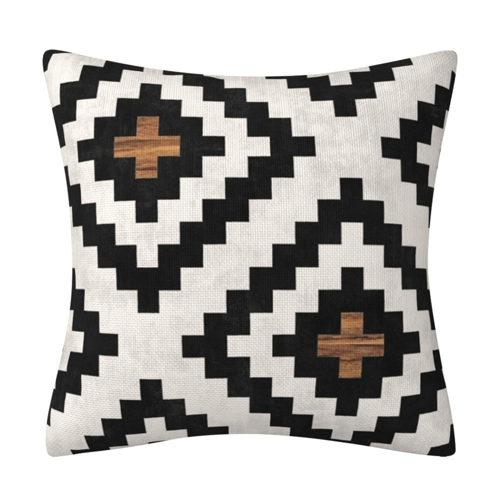 Geometric Black Brown Throw Pillow Cover Farmhouse Decorative Throw Pillowcase Indoor Outdoor Cushion Cover Tribal