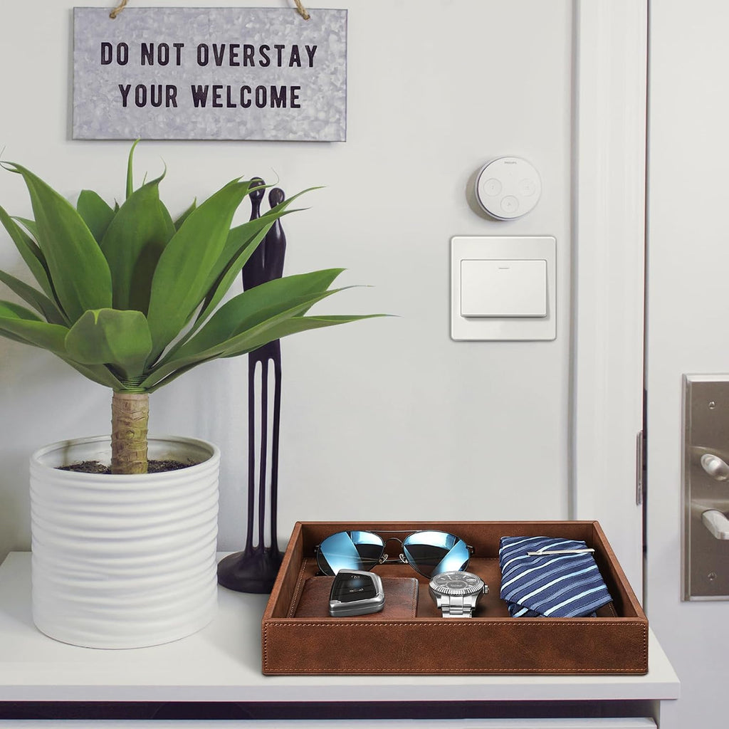 Valet Tray Desk Organizer PU Leather Catchall