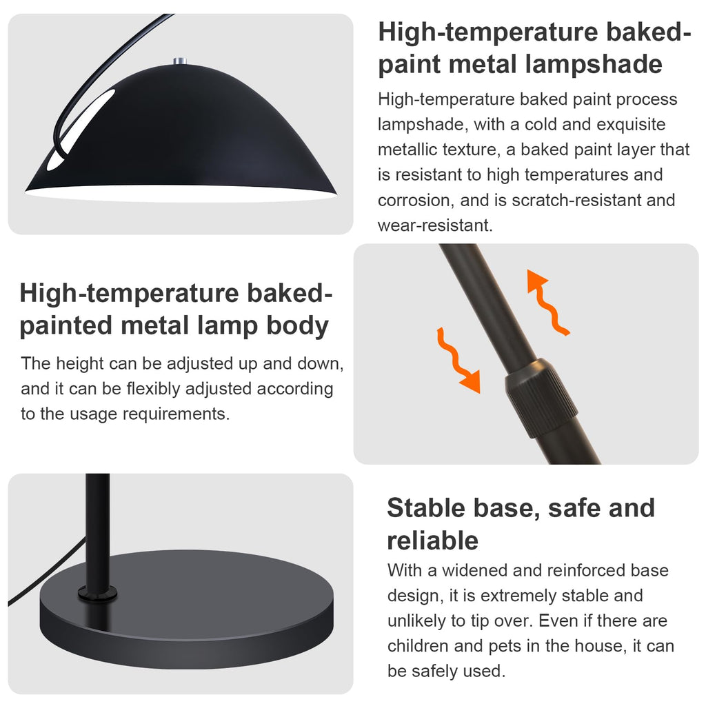 Unique Black Large Arc Floor Lamp 72"Tall with Remote Dimming
