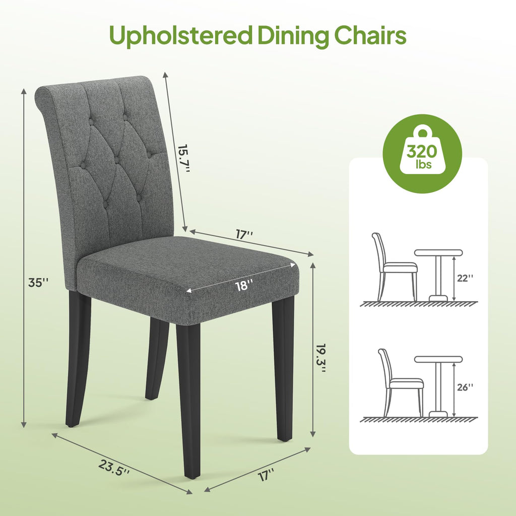 Upholstered Dining Chairs Set of 4, Button Tufted Parsons Dining Chair with Solid Wood Legs, Modern Fabric Side Chair