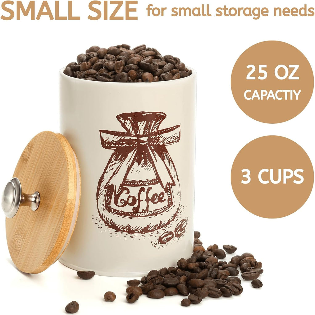 Small Canister Sets Counter, 25 Oz Coffee Sugar Tea Canister Set, Metal Vintage Kitchen Container 3 Pack, Food - Set of 3