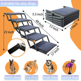 Dog Ramp for Car Truck and SUV Dog Stairs for Large Dogs Folding Pet Stairs with Non-Slip Rug Surface Supports Up to