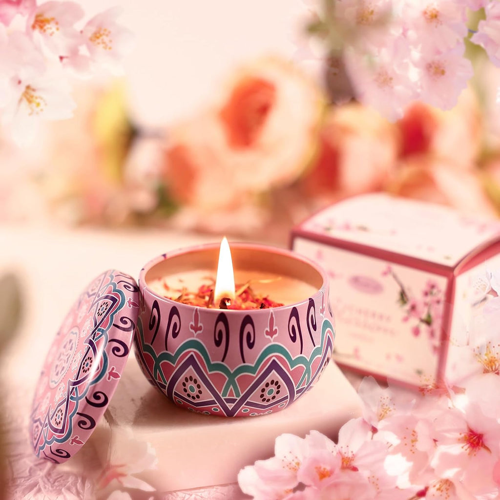 Bath and Body Gift Set for Women - Luxurious Home Spa Gift Set,Japanese Cherry Blossom 7-Piece Set Including Shower - Set of 7