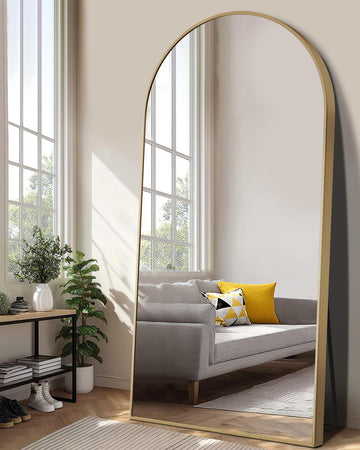 71" x 24" Arched Full Body Mirror, Standing or Leaning Tempered Glass Shatterproof Full Length Mirror with Stand