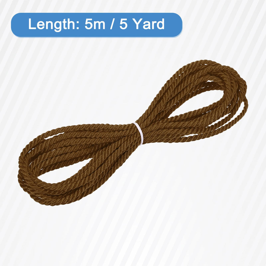 Twisted Cord Trim, 5 Yard 4mm 3-Ply Twine Braided Rope Shiny Thread String for Craft Gift Bag Curtain Christmas