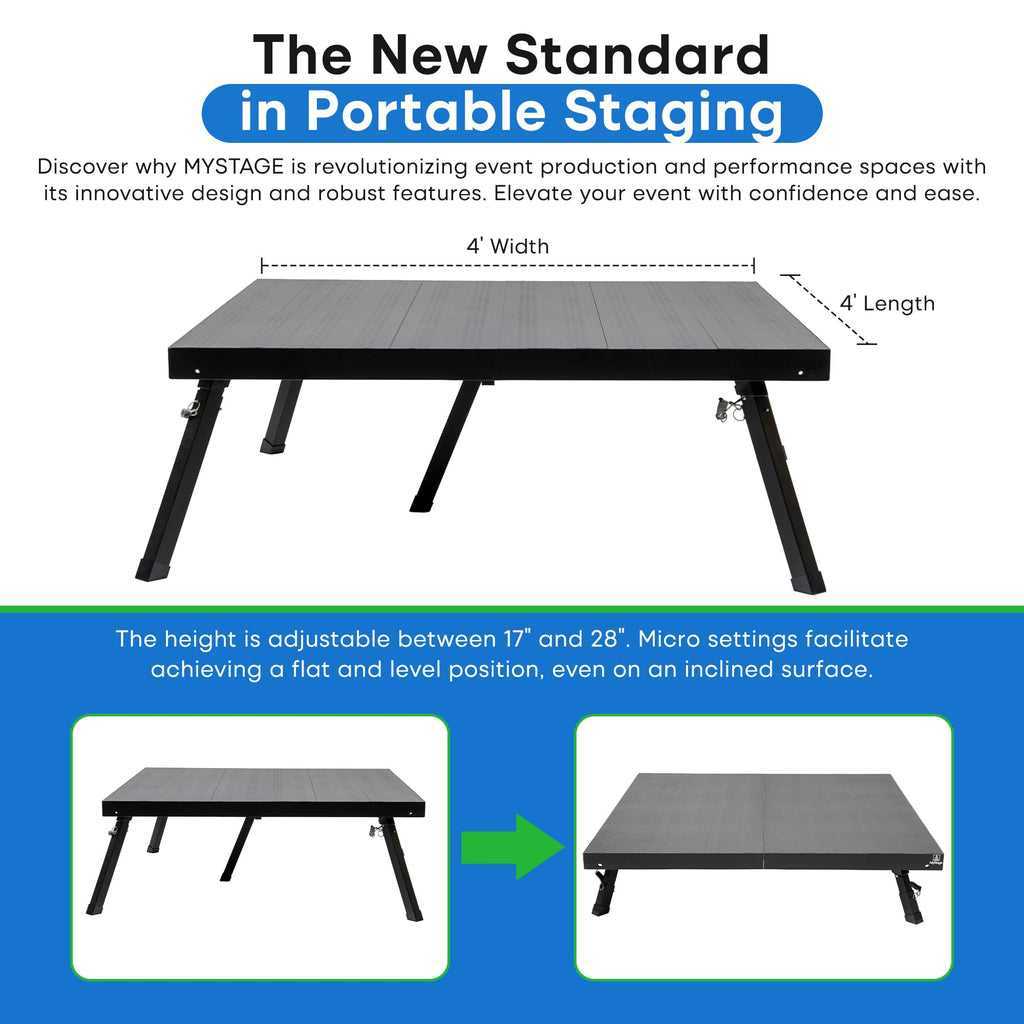 4'x4' Portable Stage, Mini Legs 8-10" + Standard