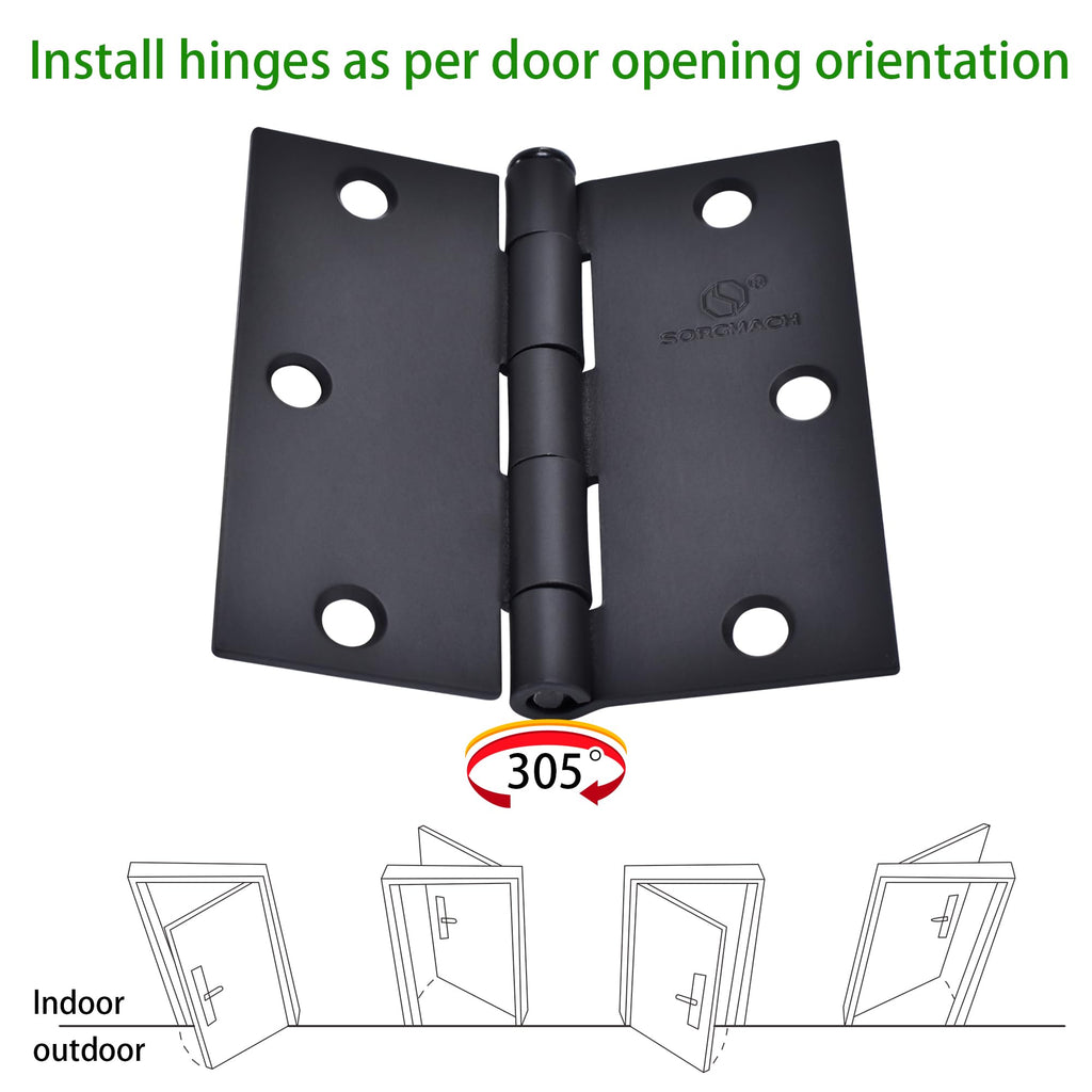 Door Hinge 3 1/2 Inch Interior Door Hinges Satin Nickel 3.5 Inch Interior Hinges Flat Iron Hinge 3 1⁄2"x 3 1⁄2" Door