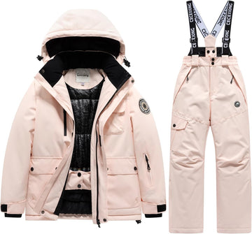 Boys Girls Snowsuit Winter Jacket Coat Waterproof 2 Piece Ski Suit
