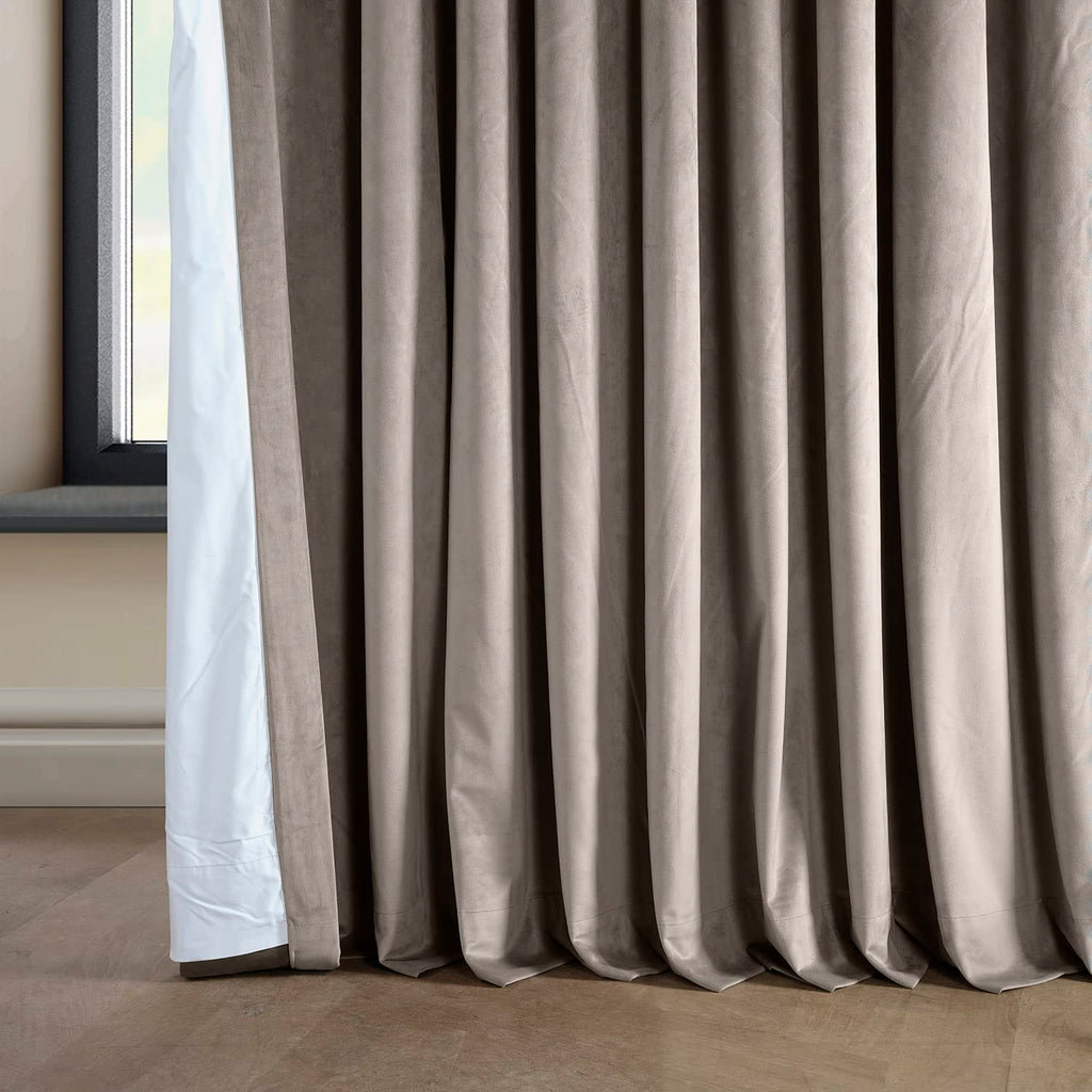 Plush Velvet Blackout Curtains (1 Panel) - 100W X 84L, Library Taupe