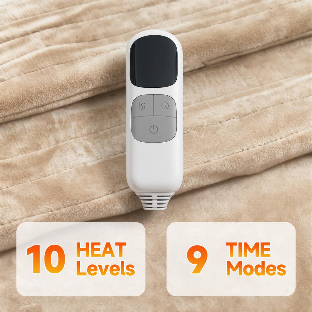 Heated Blanket Electric Throw Blanket 50"x60", 10 Levels 9 Hours Auto Off