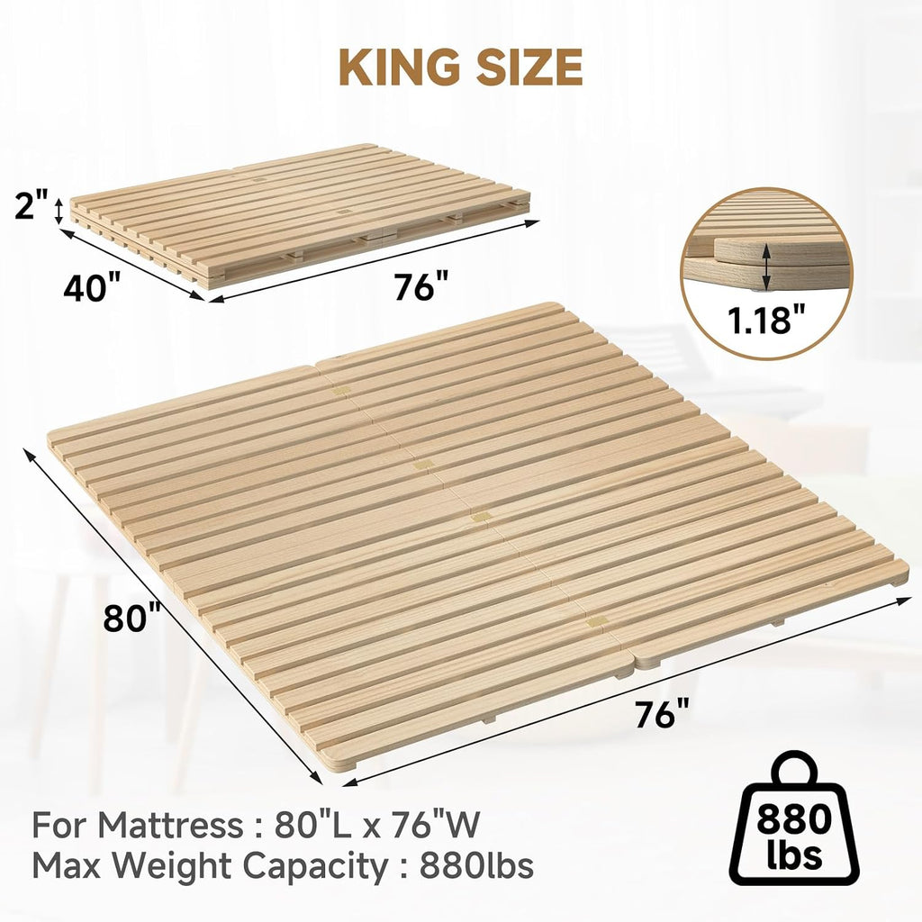 Floor Bed Frame, Foldable Tatami Bed Frame Futon Frame