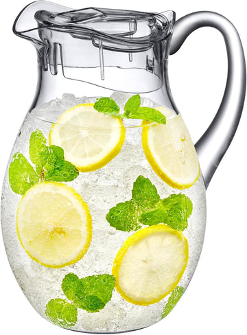 Bubbly - Plastic Pitcher (64 oz, 2 Quart), Clear Water Pitcher with Lid, Fridge Jug, BPA-Free, Shatter-Proof, Great