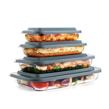 8-Piece Glass Baking Dish Set with Lids, Glass Casserole Dish