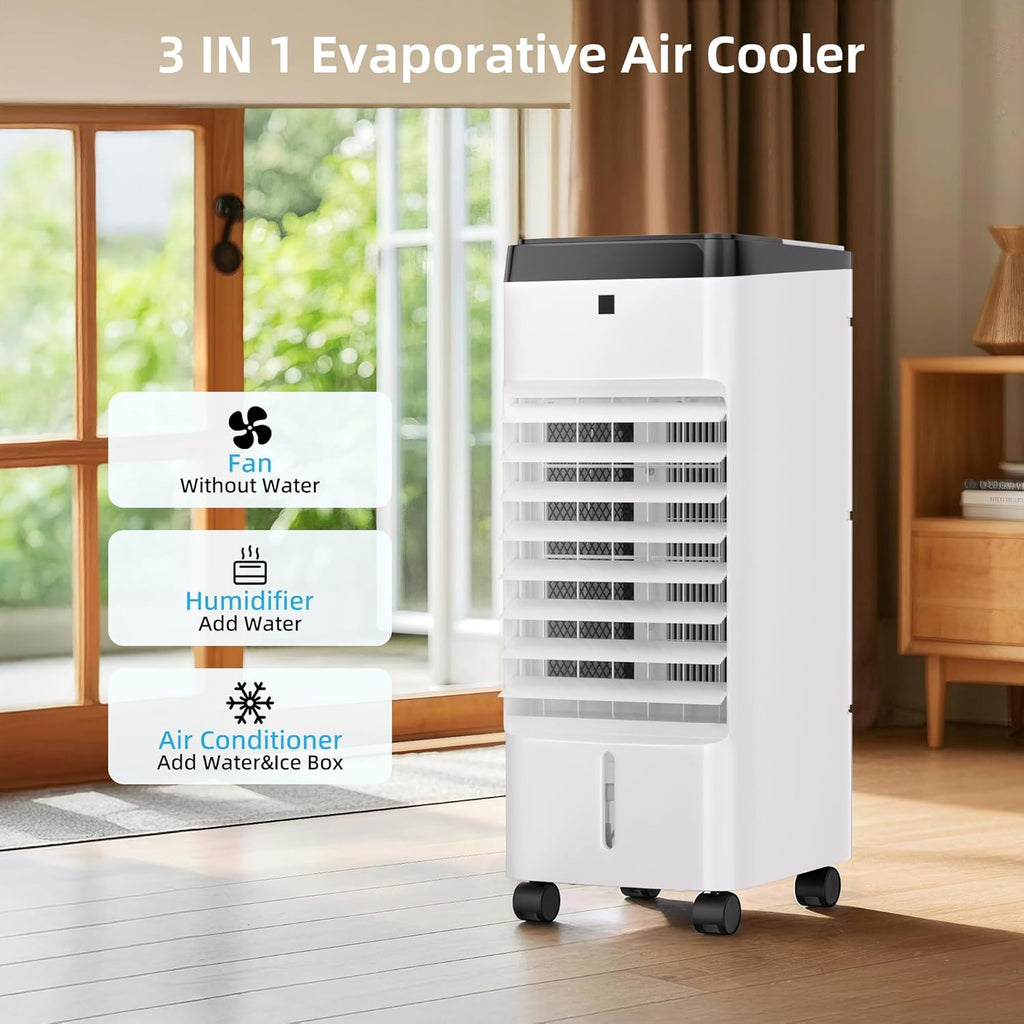 Swamp Cooler, Windowless Portable Air Conditioners with 120°Oscillation, Evaporative Air Cooler with Remote,12H Timer