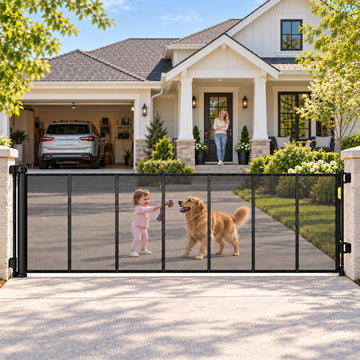 200" Extra Wide Retractable Baby Gate, 42" Tall Dog Gate for Stairs