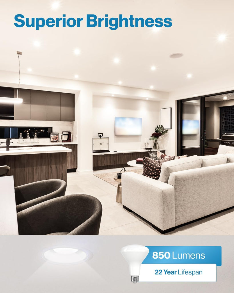 12 Pack BR30 Light Bulbs LED, Recessed Can Light Bulbs, Indoor Flood Bulb, 850 LM, 11W (65W Equivalent), 5000K
