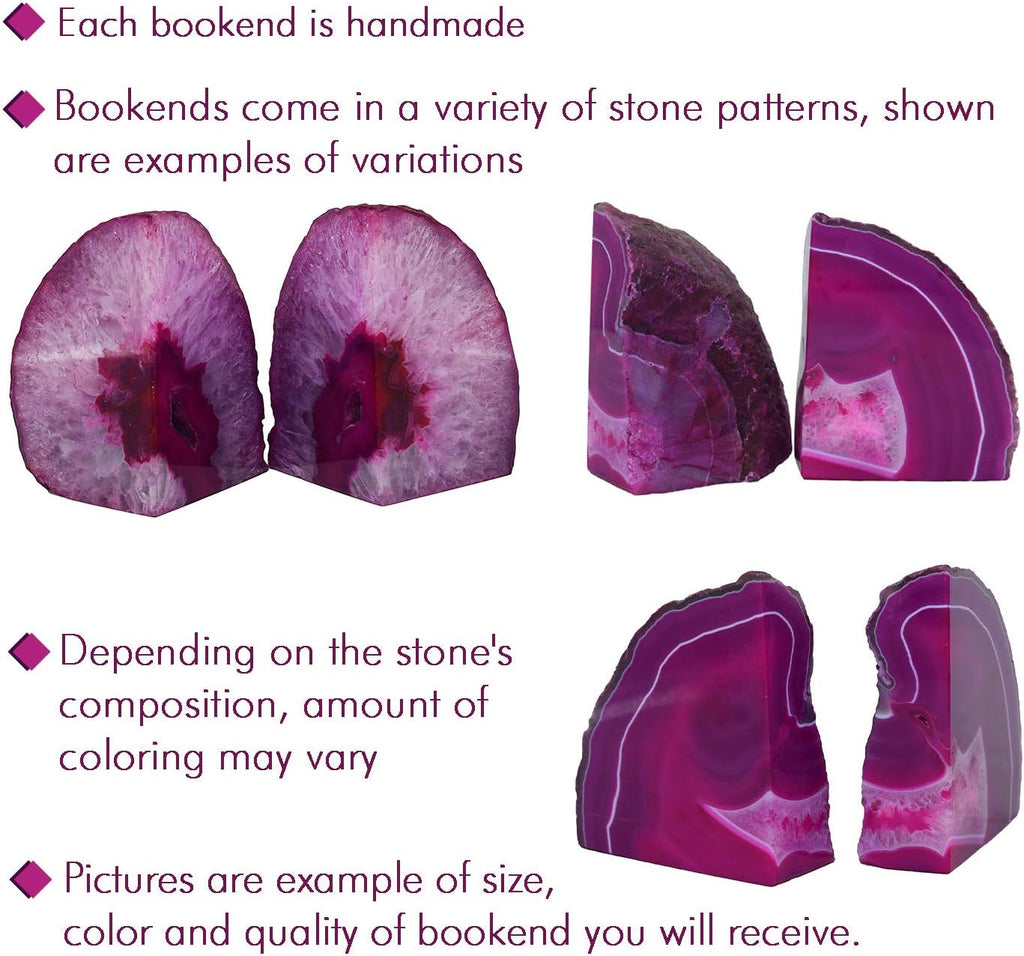Agate Geode Bookends Silver Electroplated Small Bookends for Shelves, Non-Skid Bookend, Book Stopper for