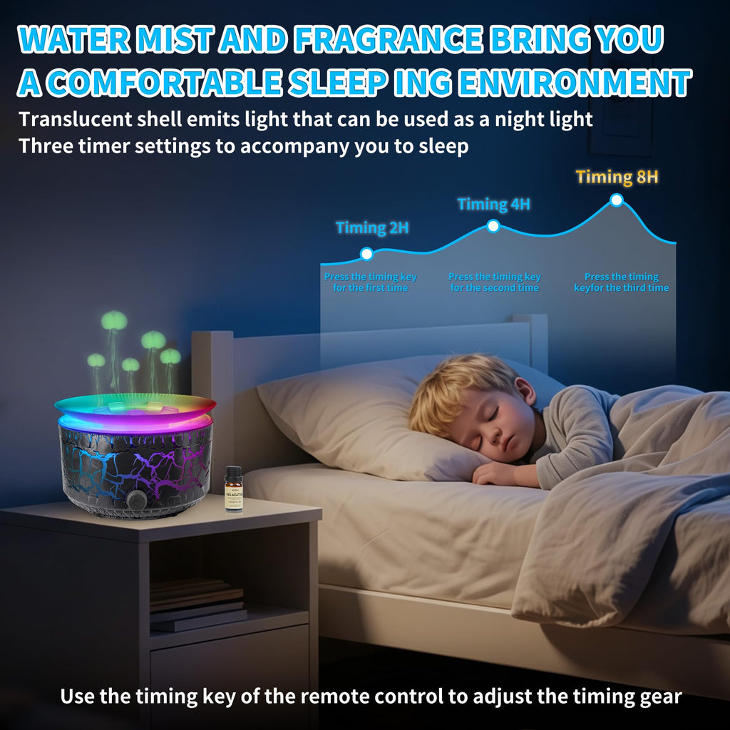 Jellyfish Essential Oil Diffuser, Aroma humidifuer with 5 Mist Ring