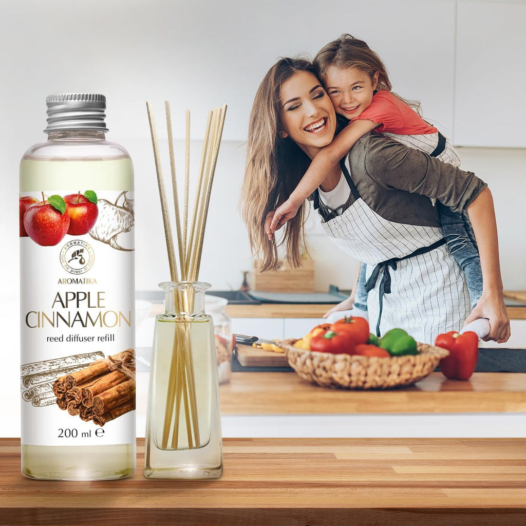 Reed Diffuser Refill Apple-Cinnamon 6.8Fl Oz - Room Fragrance with Cinnamon Essential Oil - Home Fragrance - Air - Set of 68